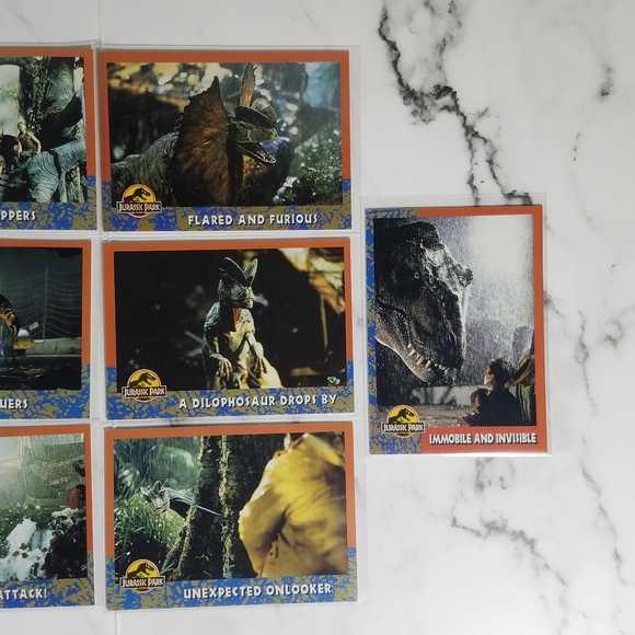 Vintage JP Topps Trading Cards Lot of 10 Jurassic Park Movie Cards Lot #11 - Picture 2 of 11